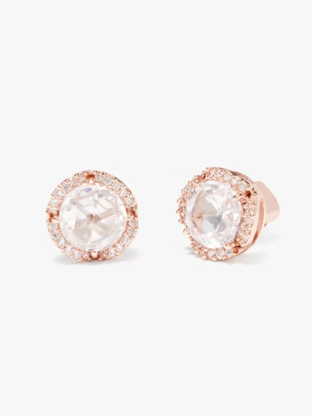 kate spade That Sparkle Pave Round Large Rose Gold Crystal Halo Stud Earrings